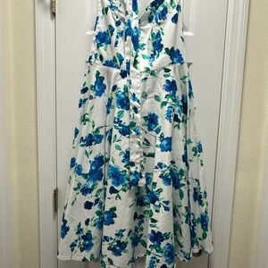 Floral Blue and White Dress